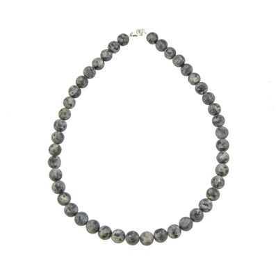 Collier Larvikite - Pierres boules 10mm - 39 cm- Fermoir or