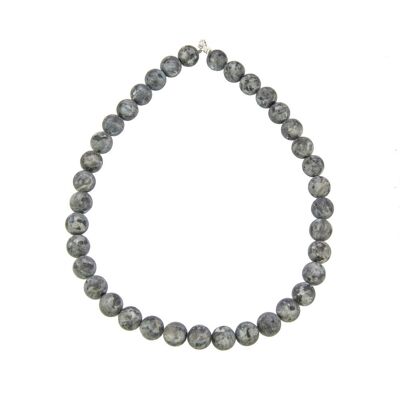 Larvikite necklace - 12mm ball stones - 39 cm - Silver clasp