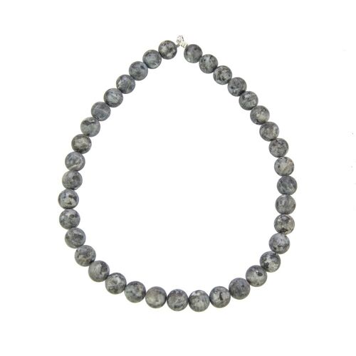 Collier Larvikite - Pierres boules 12mm - 42 cm- Fermoir or