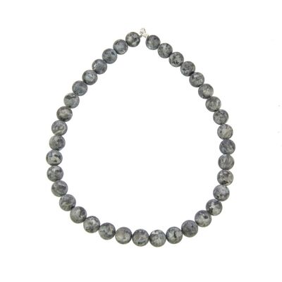 Larvikite necklace - 12mm ball stones - 78 cm - Silver clasp