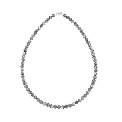 Collar Larvikite - Piedras bola 6mm - 39 cm - Cierre de plata