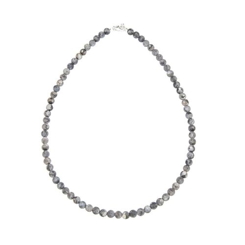 Collier Larvikite - Pierres boules 6mm - 42 cm- Fermoir argent