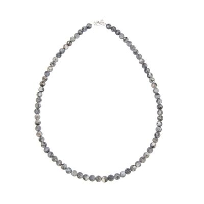 Collana Larvikite - Pietre a sfera 6mm - 48 cm - Chiusura in argento