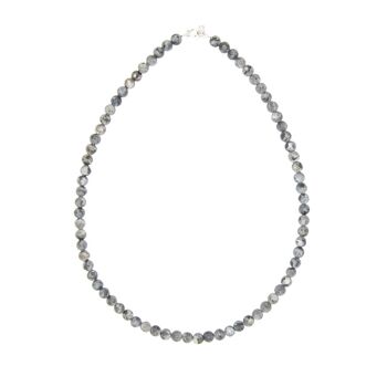 Collier Larvikite - Pierres boules 6mm - 56 cm- Fermoir or 2