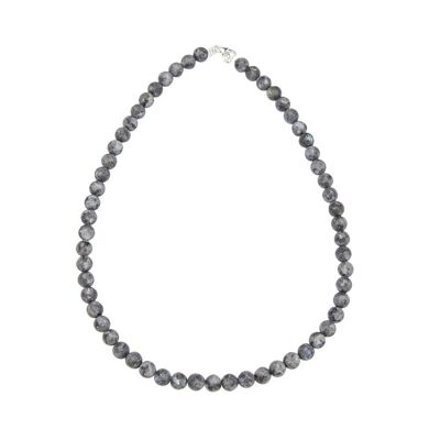 Collana Larvikite - Pietre a sfera 8mm - 39 cm - Chiusura in argento