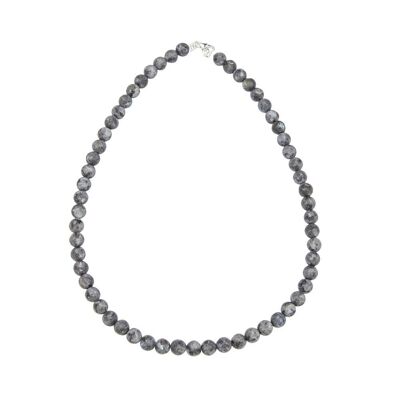 Larvikite necklace - 8mm ball stones - 39 cm - Silver clasp