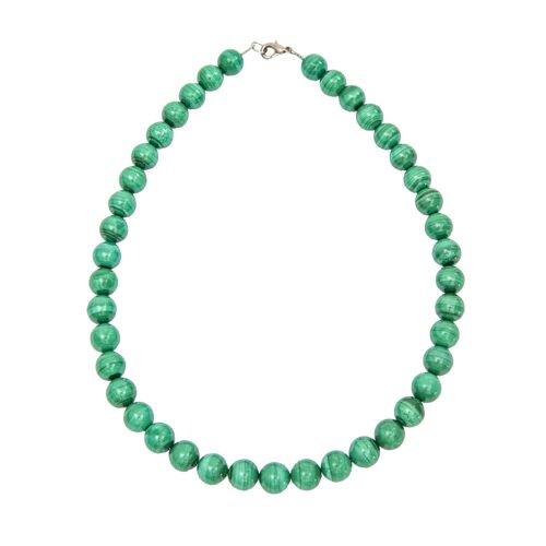 Collier Malachite - Pierres boules 10mm - 39 cm- Fermoir argent