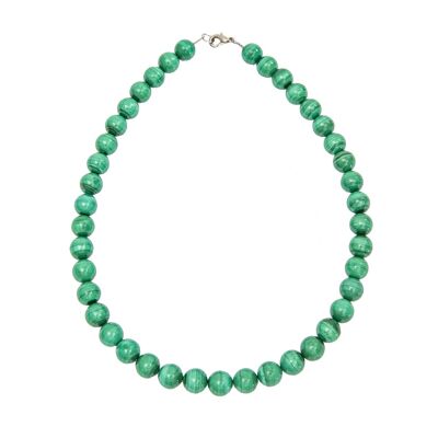 Collana in malachite - Pietre a sfera 10mm - 48 cm - Chiusura in argento