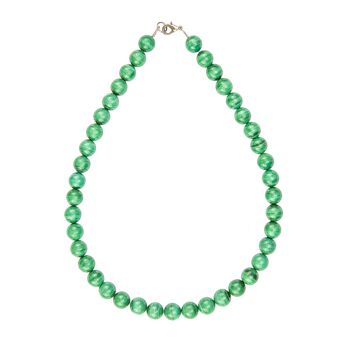 Collier Malachite - Pierres boules 10mm - 56 cm- Fermoir or 2