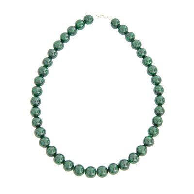 Malachite necklace - 12mm ball stones - 39 cm - Silver clasp