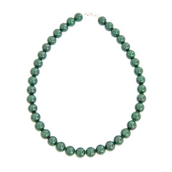 Collier Malachite - Pierres boules 12mm - 42 cm- Fermoir or 1