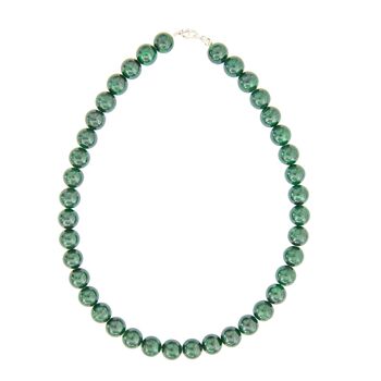 Collier Malachite - Pierres boules 12mm - 42 cm- Fermoir or 2