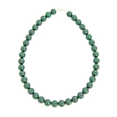 Collar de malaquita - Piedras bola de 12 mm - 48 cm - Cierre de plata