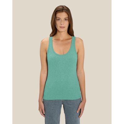 Camiseta de tirantes de algodón orgánico jaspeado verde pastel