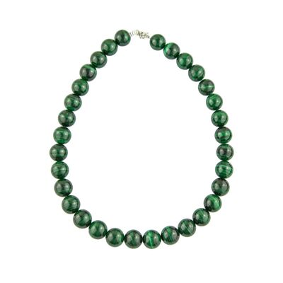 Collier Malachite - Pierres boules 14mm - 39 cm- Fermoir or