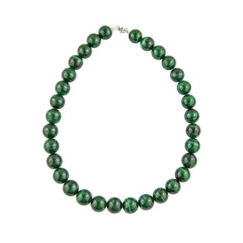 Collier Malachite - Pierres boules 14mm - 42 cm- Fermoir argent 1