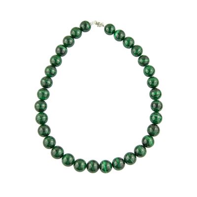 Malachite necklace - 14mm ball stones - 48 cm - Silver clasp