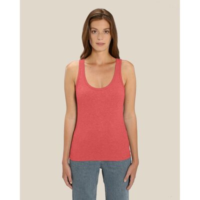 Heather coral red tank top in organic cotton