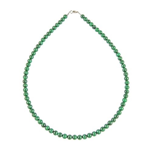 Collier Malachite - Pierres boules 6mm - 56 cm- Fermoir or