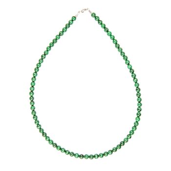 Collier Malachite - Pierres boules 6mm - 100 cm- Fermoir argent 2