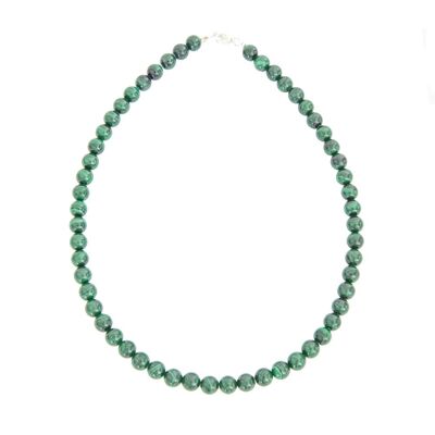 Collier Malachite - Pierres boules 8mm - 39 cm- Fermoir argent