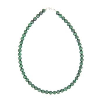 Collier Malachite - Pierres boules 8mm - 39 cm- Fermoir argent 2