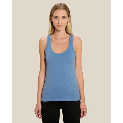 Camiseta de tirantes de algodón orgánico azul cielo jaspeado