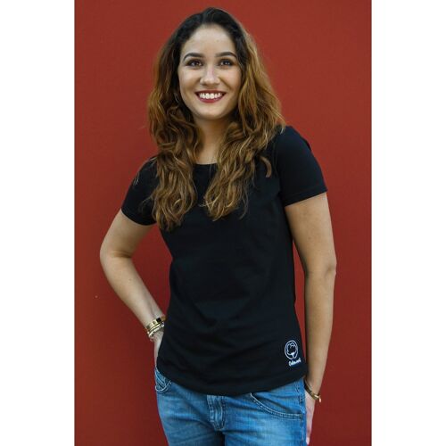 T-shirt Femme col rond noir en coton BIO