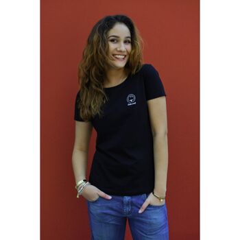 T-shirt Femme col rond noir en coton BIO 2