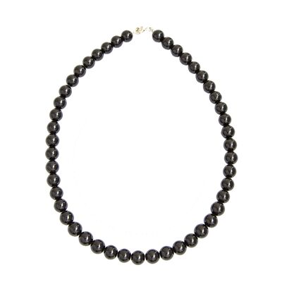 Halskette aus schwarzem Obsidian - 10 mm Kugelsteine - 39 cm - Silberverschluss