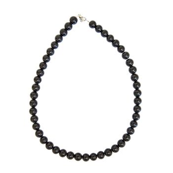 Collier Obsidienne noire - Pierres boules 10mm - 39 cm- Fermoir or 2