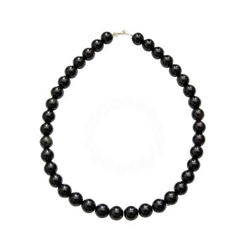 Collier Obsidienne noire - Pierres boules 12mm - 42 cm- Fermoir or 1