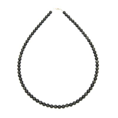 Black obsidian necklace - 6mm ball stones - 39 cm - Silver clasp