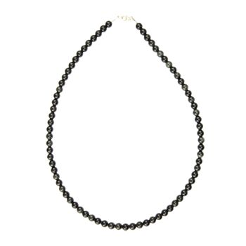 Collier Obsidienne noire - Pierres boules 6mm - 78 cm- Fermoir argent 2