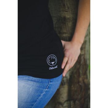 T-shirt Femme col V noir en coton BIO 3