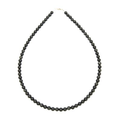 Collier Obsidienne noire - Pierres boules 6mm - 100 cm- Fermoir or