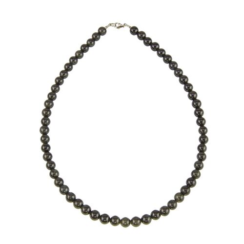 Collier Obsidienne noire - Pierres boules 8mm - 39 cm- Fermoir or