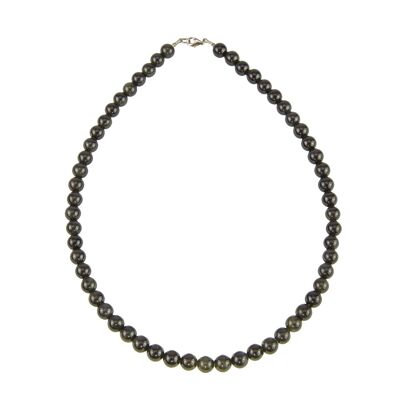 Collar de obsidiana negra - Piedras bola 8mm - 39 cm - Cierre de oro