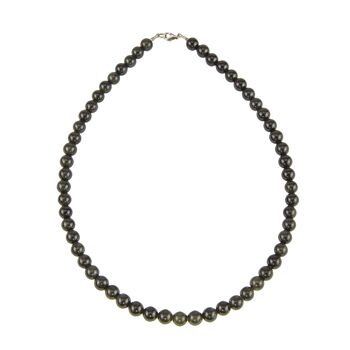 Collier Obsidienne noire - Pierres boules 8mm - 48 cm- Fermoir or 1