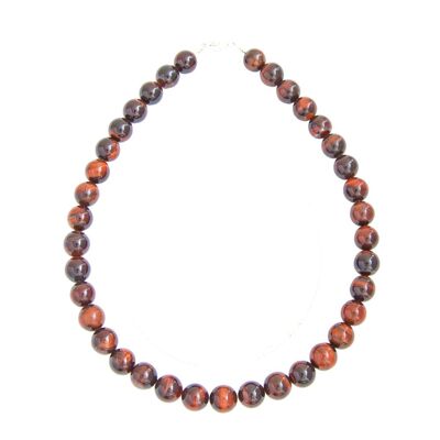 Bull's eye necklace - 12mm ball stones - 39 cm - Silver clasp