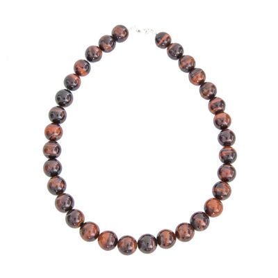 Collier Oeil de boeuf - Pierres boules 14mm - 39 cm- Fermoir or