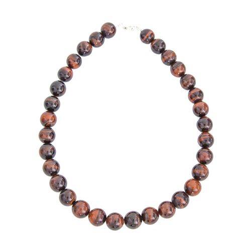 Collier Oeil de boeuf - Pierres boules 14mm - 78 cm- Fermoir or