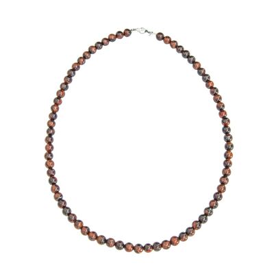 Collier Oeil de boeuf - Pierres boules 6mm - 48 cm- Fermoir or