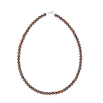 Collier Oeil de boeuf - Pierres boules 6mm - 78 cm- Fermoir or 2