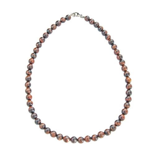 Collier Oeil de boeuf - Pierres boules 8mm - 48 cm- Fermoir or