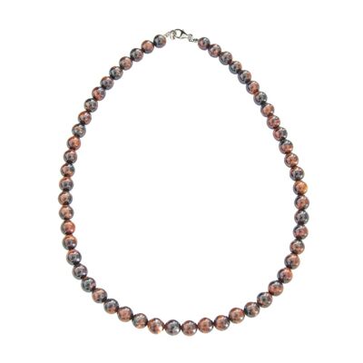 Collier Oeil de boeuf - Pierres boules 8mm - 56 cm- Fermoir argent