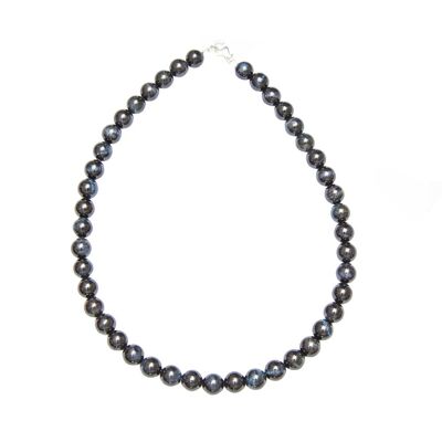 Silver clasp eye necklace - 10mm ball stones - 48 cm - Silver clasp