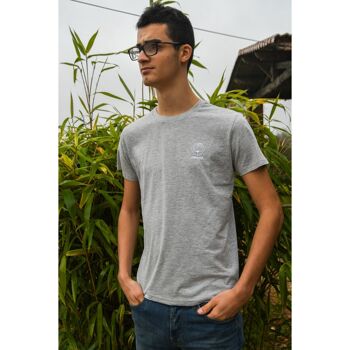 T-shirt Homme col rond gris chiné en coton BIO 2