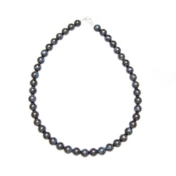 Collier Oeil de Fermoir argentucon - Pierres boules 10mm - 78 cm- Fermoir argent 1