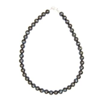 Collier Oeil de Fermoir argentucon - Pierres boules 10mm - 78 cm- Fermoir argent 2